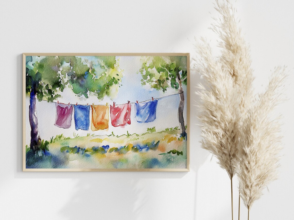Laundry Day Watercolor Print, Farmhouse Wall Art - Image 4