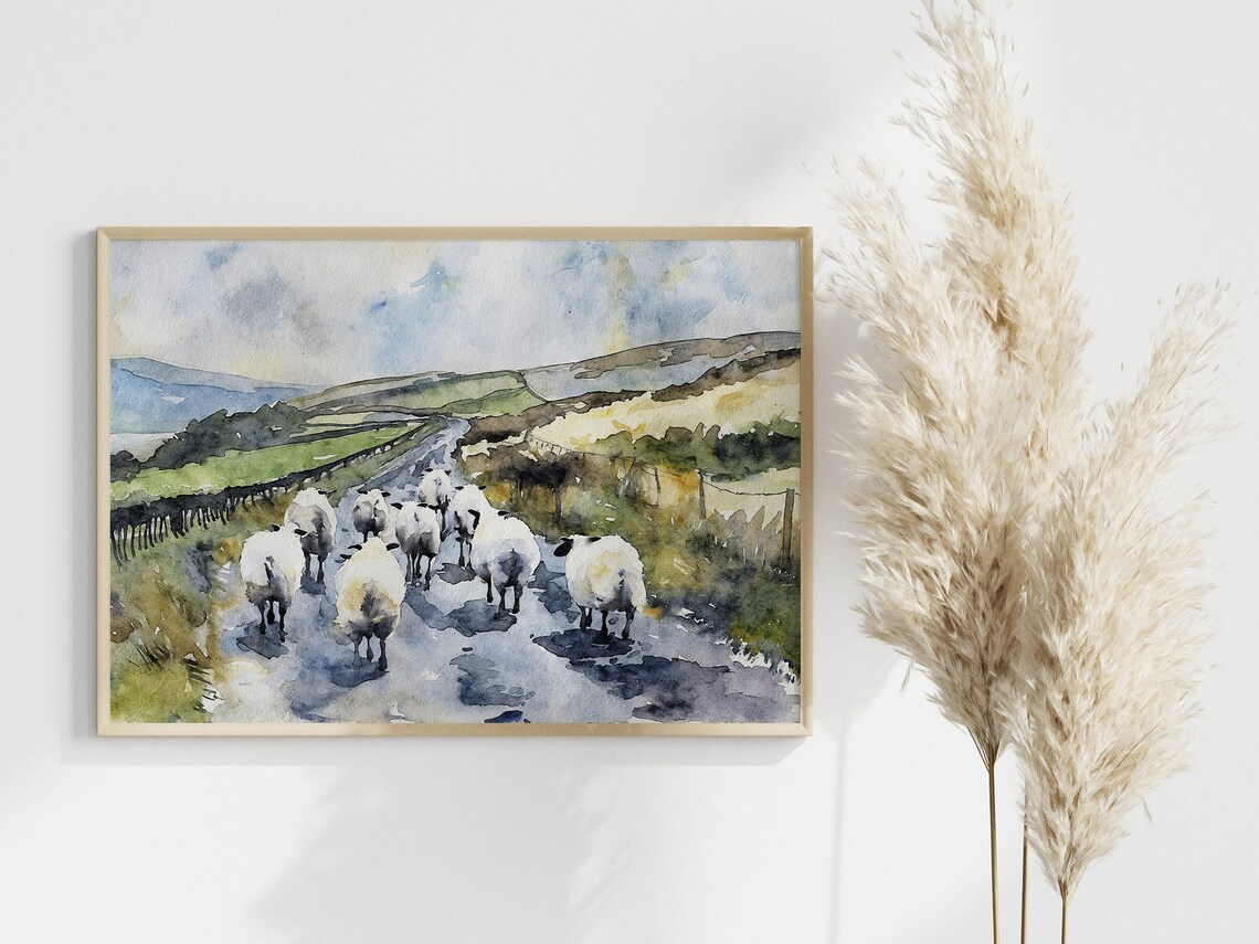 Irish Sheep Watercolor Art Print, Rustic Farmhouse - Image 5