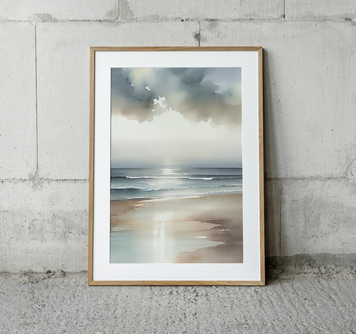 Ocean Beach Watercolor Seascape Landscape Art Print - Image 3