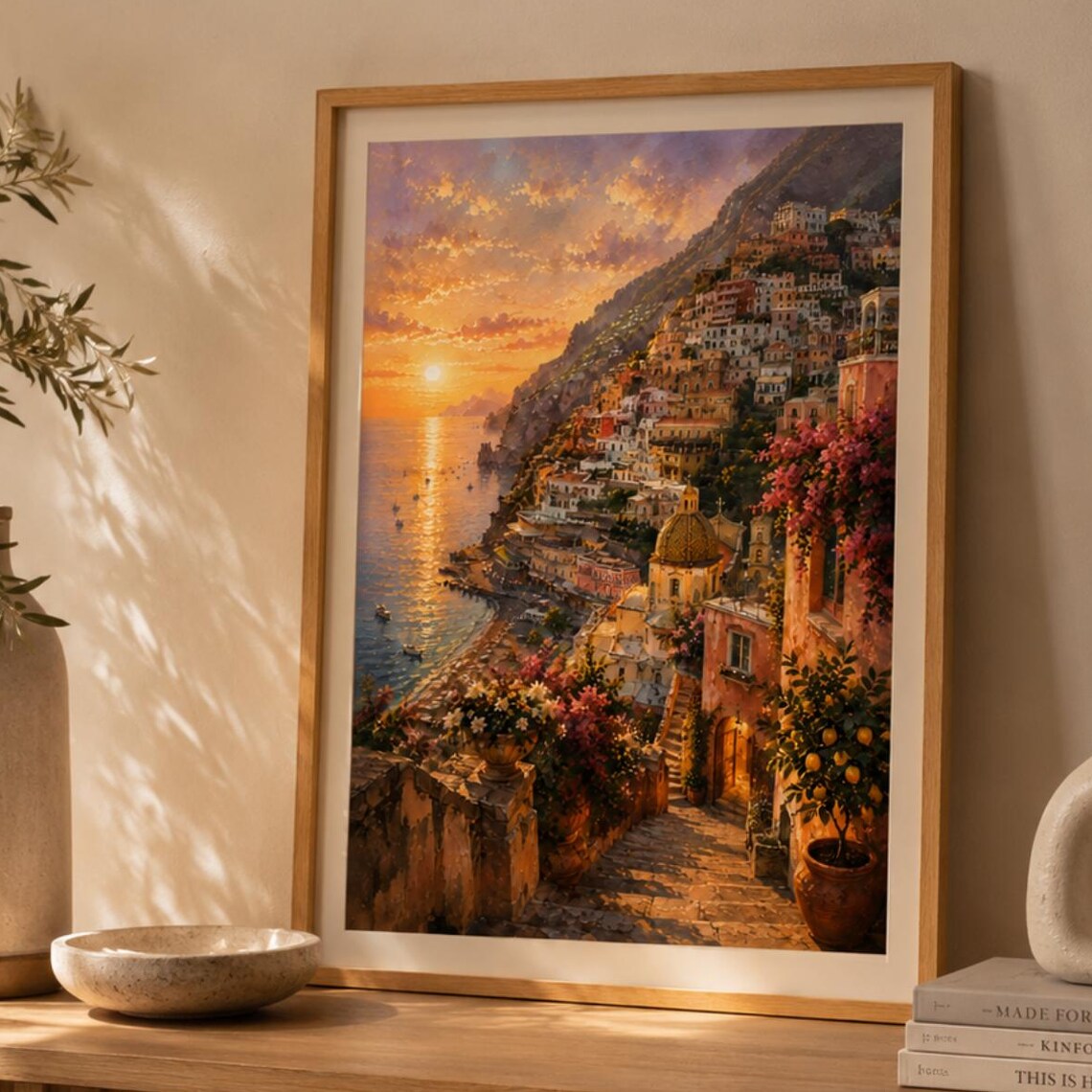 Amalfi Coast, Positano Sunset Travel Poster