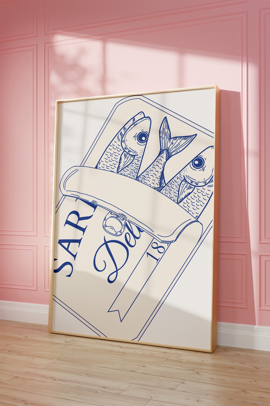 Sardines Tin Blue Line Art Vintage Sardine Can Kitchen Poster - Image 3
