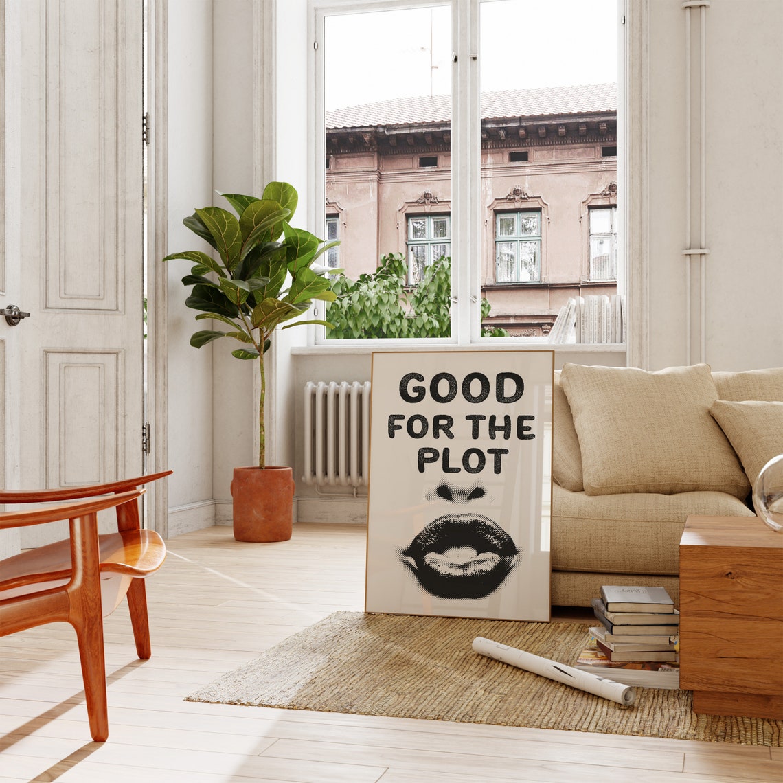 Good for the Plot Bold Black Lips Retro Art Affirmation Poster - Image 2