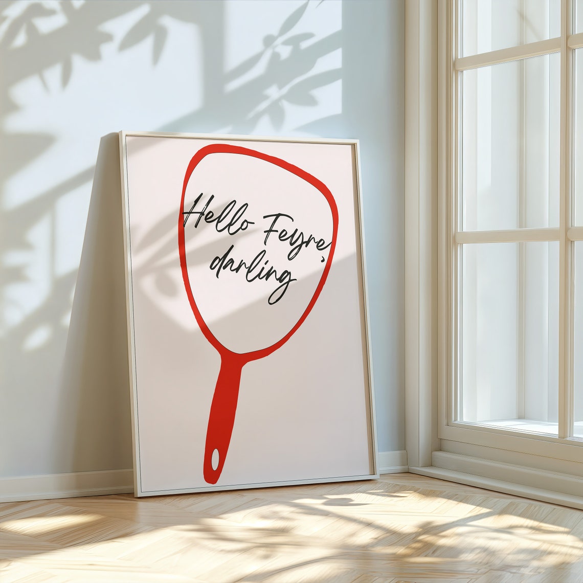 Hello Feyre Darling Red Mirror Script Bookish Romance Poster - Image 2