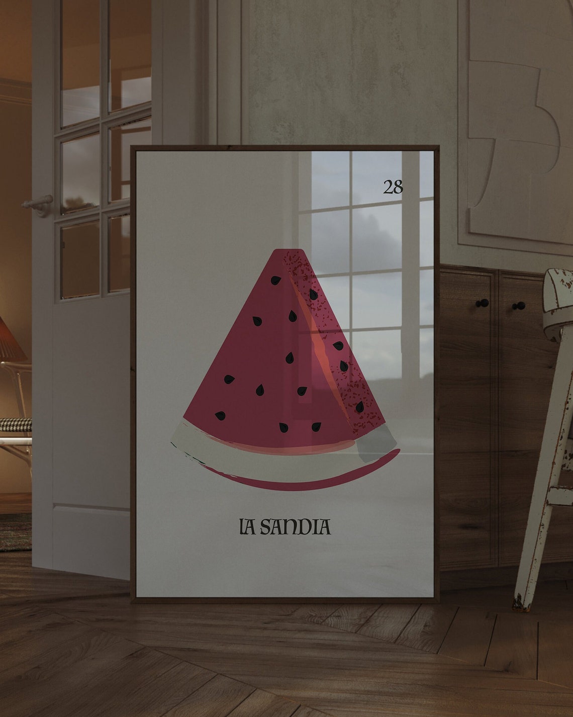 La Sandia Mexican Loteria Card Watermelon Slice Retro Art Poster - Image 2