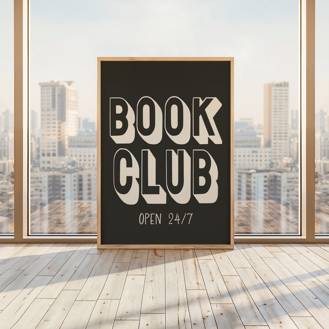 Book Club Open 24/7 Bold Retro Typography Reading Room Poster - Image 3