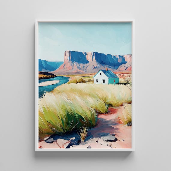 Desert Landscape Wall Art Rustic House Poster Western Mountain Boho Nature Decor