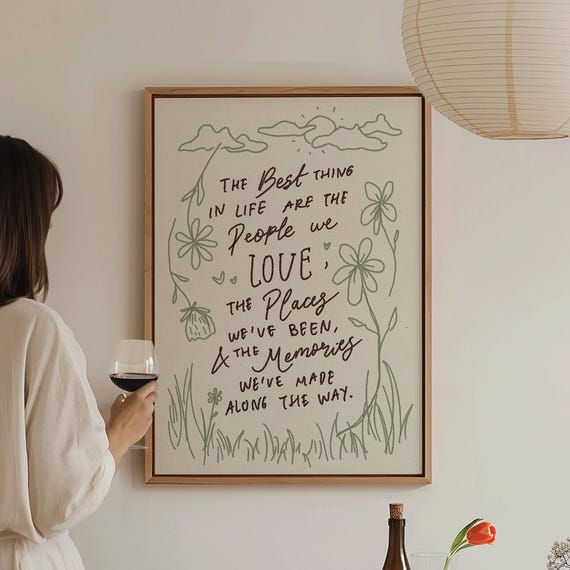 The Best Thing In Life Quotes Wall Art Preppy Apartment Decor Flowers Cute Typography Home Gift Motivational Prints