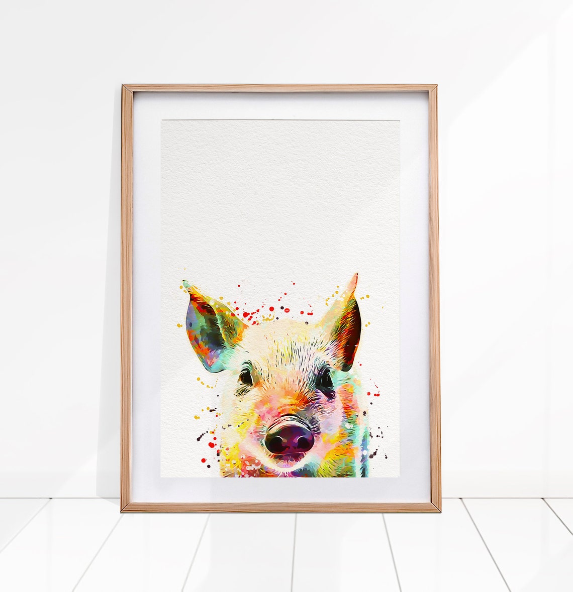 Pig Watercolor Art Print, Pig Nursery Decor