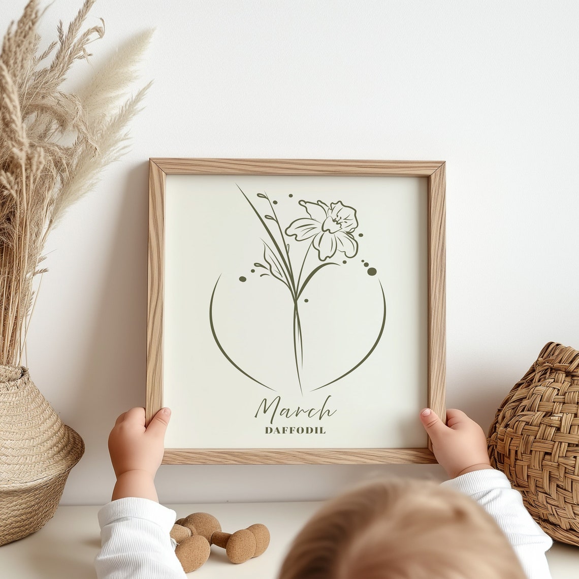 March Daffodil Birth Flower Minimalist Botanical Line Drawing Poster - Image 2
