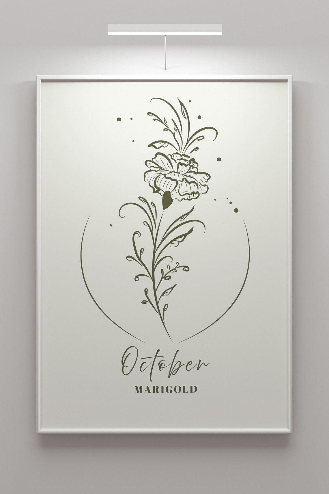 October Marigold Birth Flower Elegant Minimalist Botanical Poster