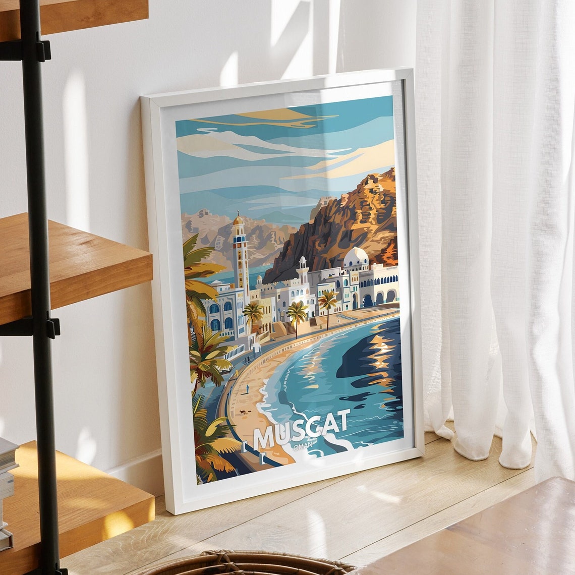 Muscat Travel Print Oman Muscat Travel Poster Oman Travel Poster Oman Cityscape Wall Art Unique City Art Decor