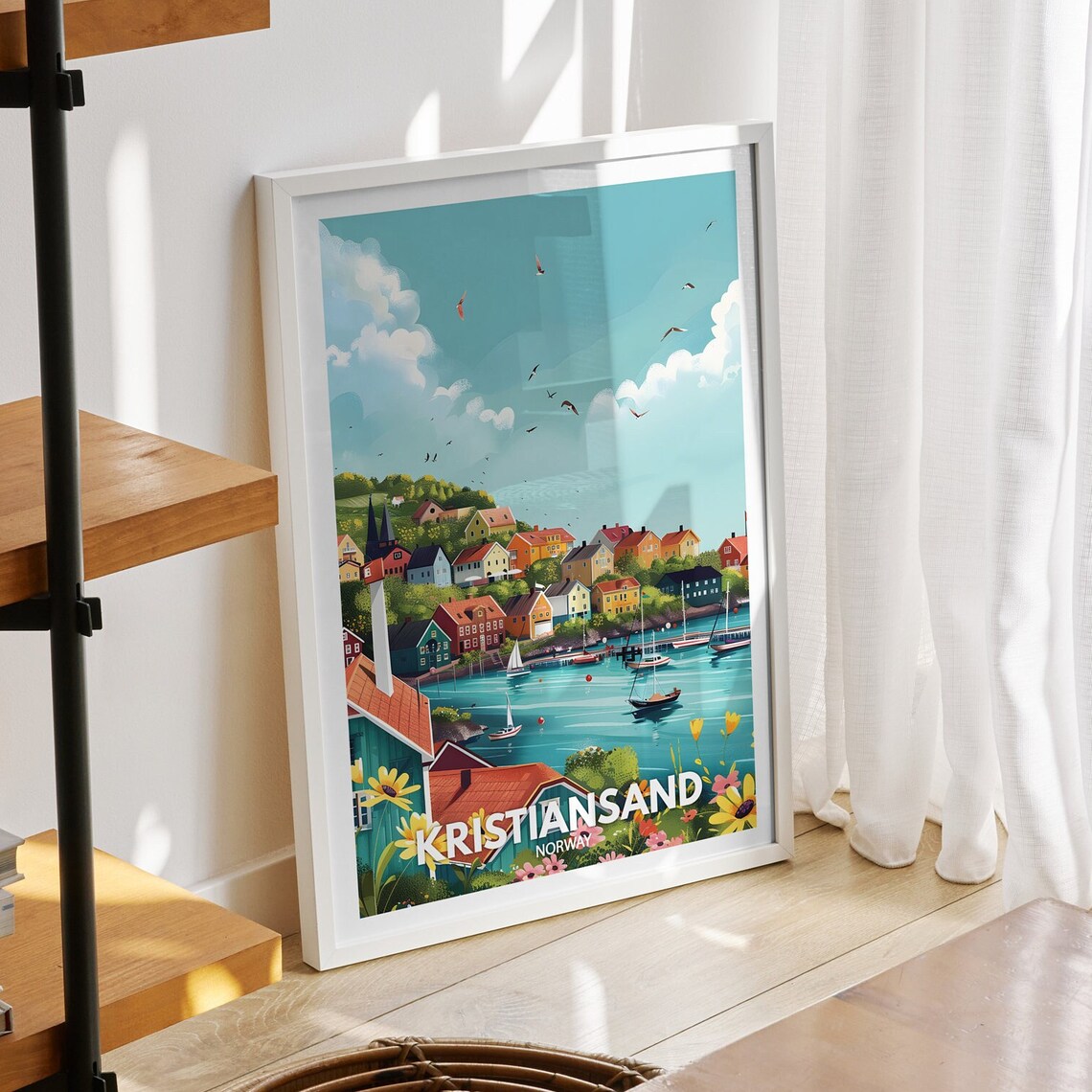 Kristiansand Print Norway Kristiansand Travel Poster Norway Travel Poster Norway Cityscape Wall Art Unique City Decor