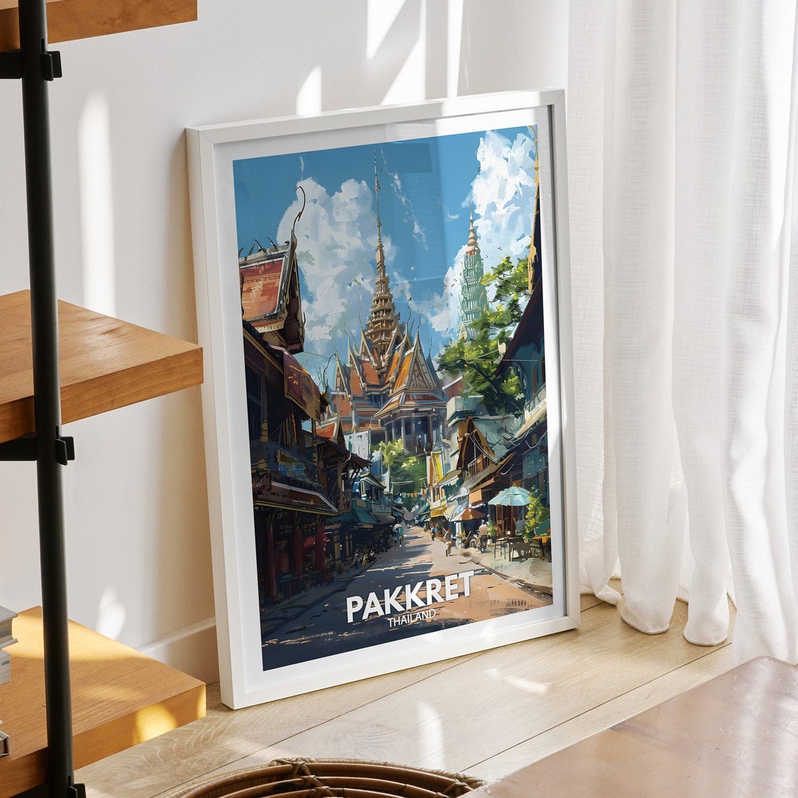 Pakkret Print Thailand Pakkret Travel Poster Thailand Travel Poster Thailand Cityscape Wall Art Unique City Decor