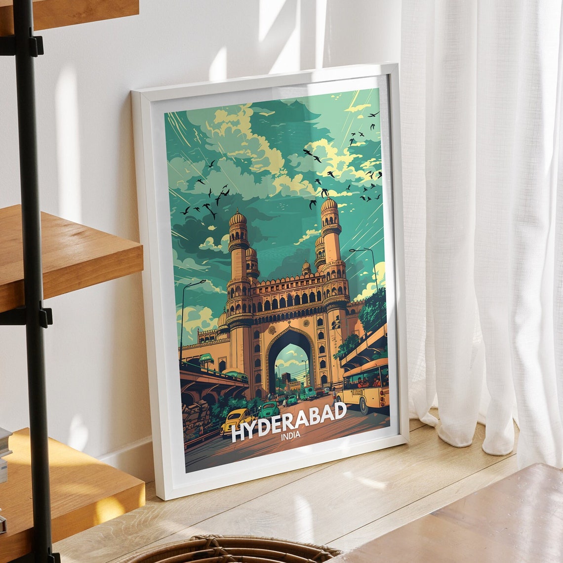 Hyderabad Travel Print India Hyderabad Travel Poster India Travel Poster India Cityscape Wall Art Unique City Decor