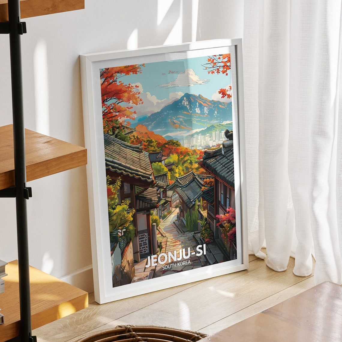 Jeonju Si Print South Korea Jeonju Si Travel Poster South Korea Travel Poster South Korea Cityscape Wall Art Unique City Decor