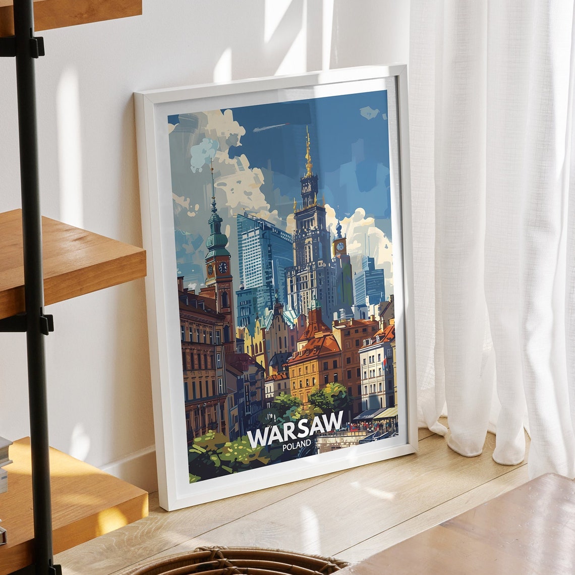 Warsaw Print Poland Warsaw Travel Poster Poland Travel Poster Poland Cityscape Wall Art Unique City Decor