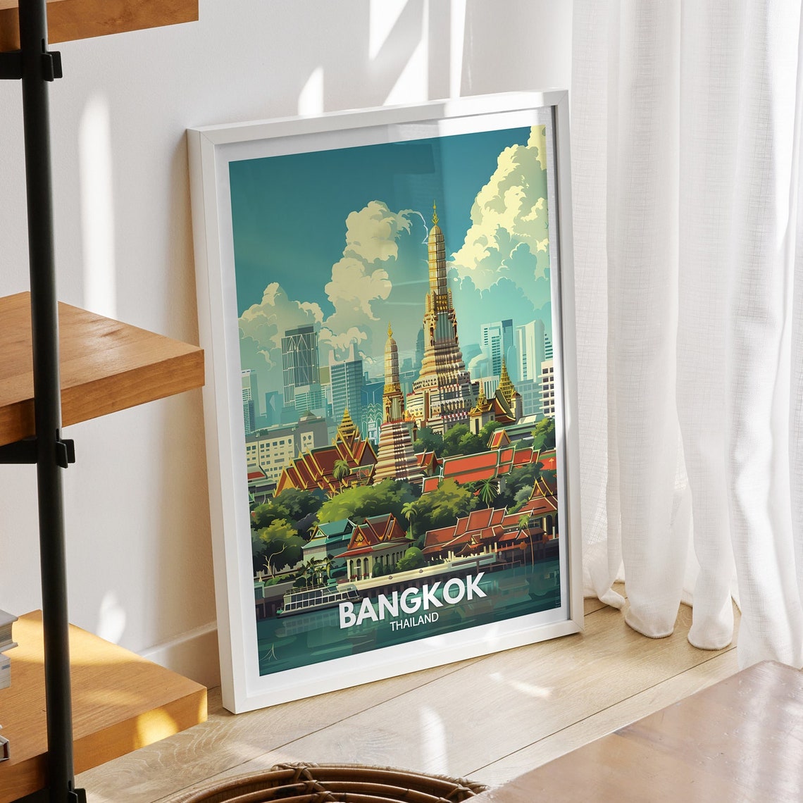 Bangkok Print Thailand Bangkok Travel Poster Thailand Travel Poster Thailand Cityscape Wall Art Unique City Decor