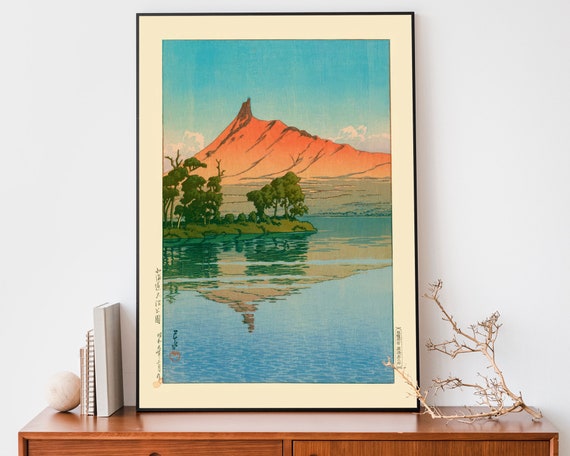 Japanese Poster Woodblock Art Onuma Park In Hokkaido By Kawase Hasui Japandi Decor Mountain Poster Zen Home Decor
