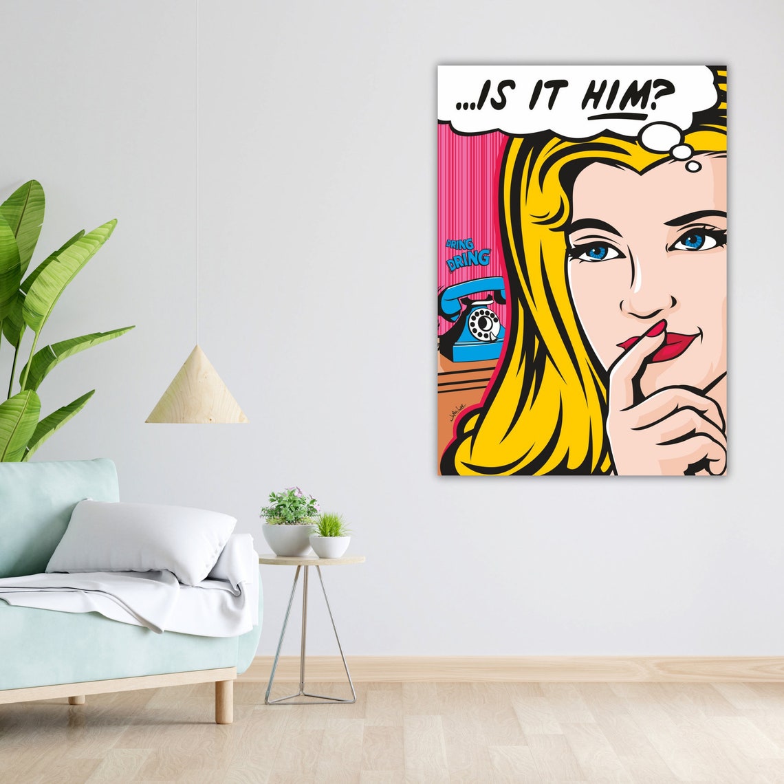 Pop Art Blonde Woman Is It Him Retro Comic Style Colorful Poster - Image 5