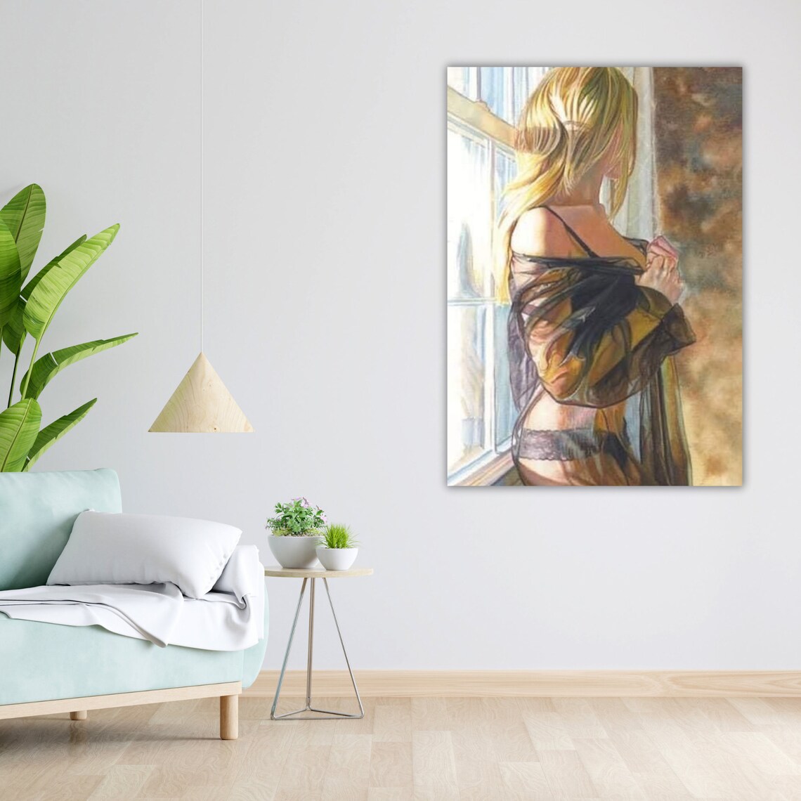 Blonde Woman At Window Sheer Robe Morning Light Painting Poster - Image 5