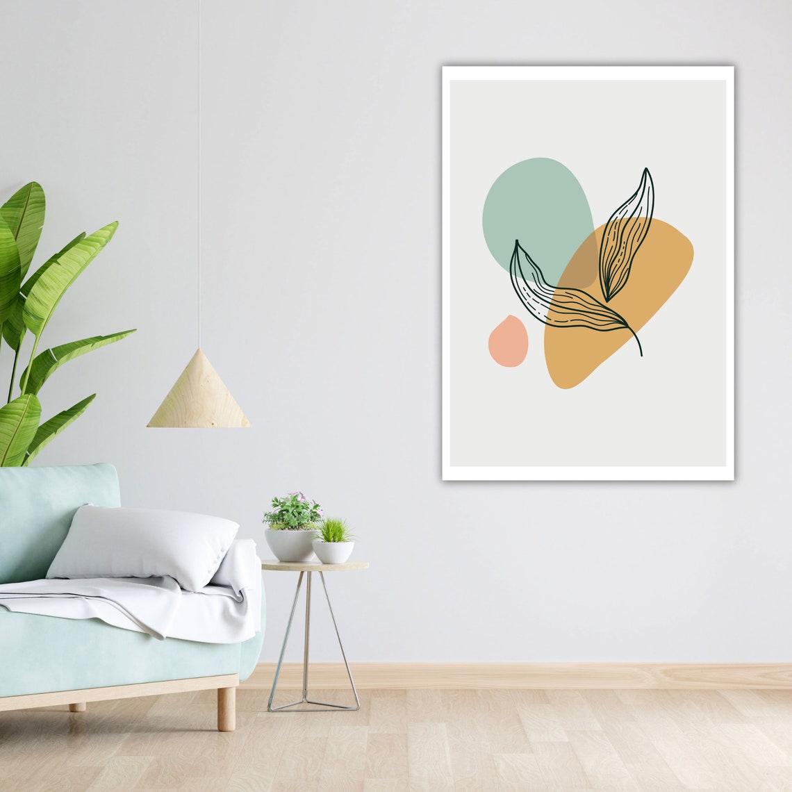 Minimalist Pastel Abstract Leaf Shapes Modern Soft Art Wall Poster - Image 4
