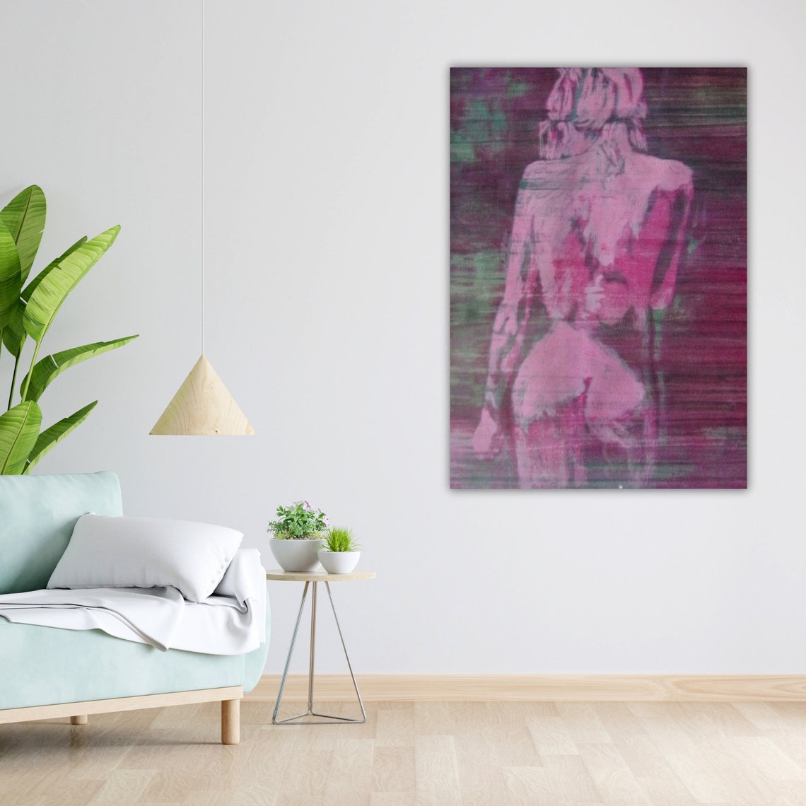 Abstract Pink Nude Figure Back View Gestural Modern Art Poster - Image 4