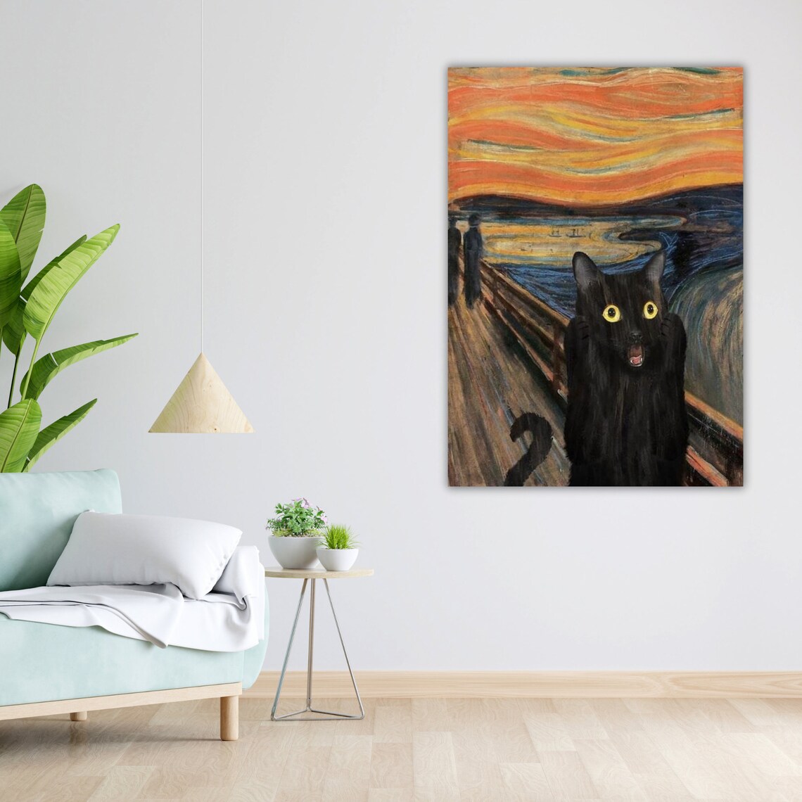 Black Cat The Scream Munch Parody Screaming Kitty Funny Classic Art Poster - Image 4