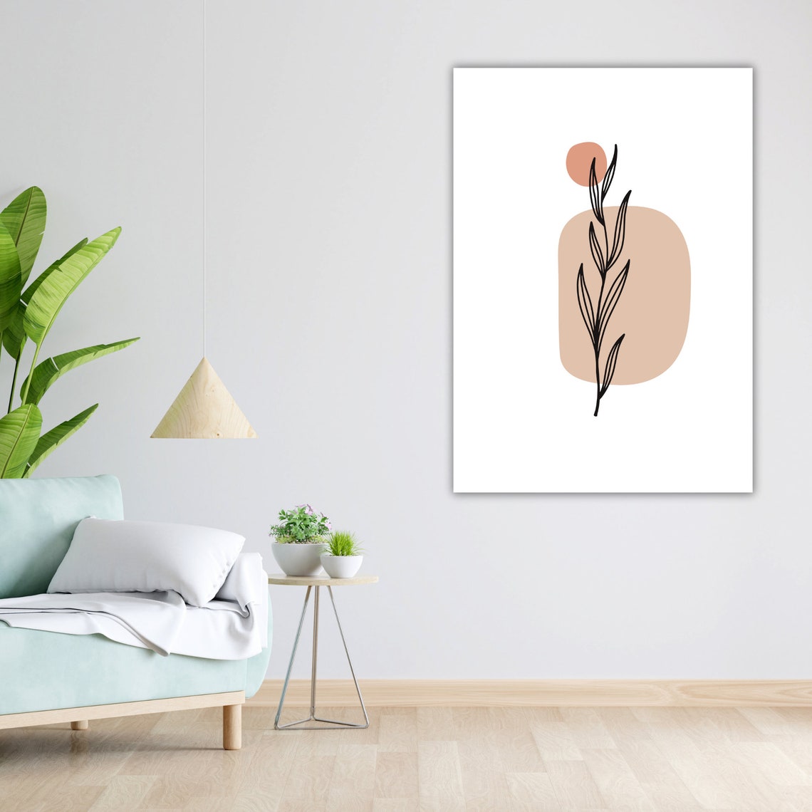 Minimalist Botanical Sprig Terracotta Shapes Boho Art Poster - Image 4
