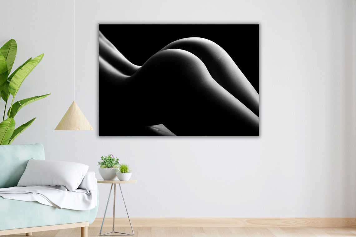 Black And White Curved Form Bodyscape Minimal Abstract Nude Poster