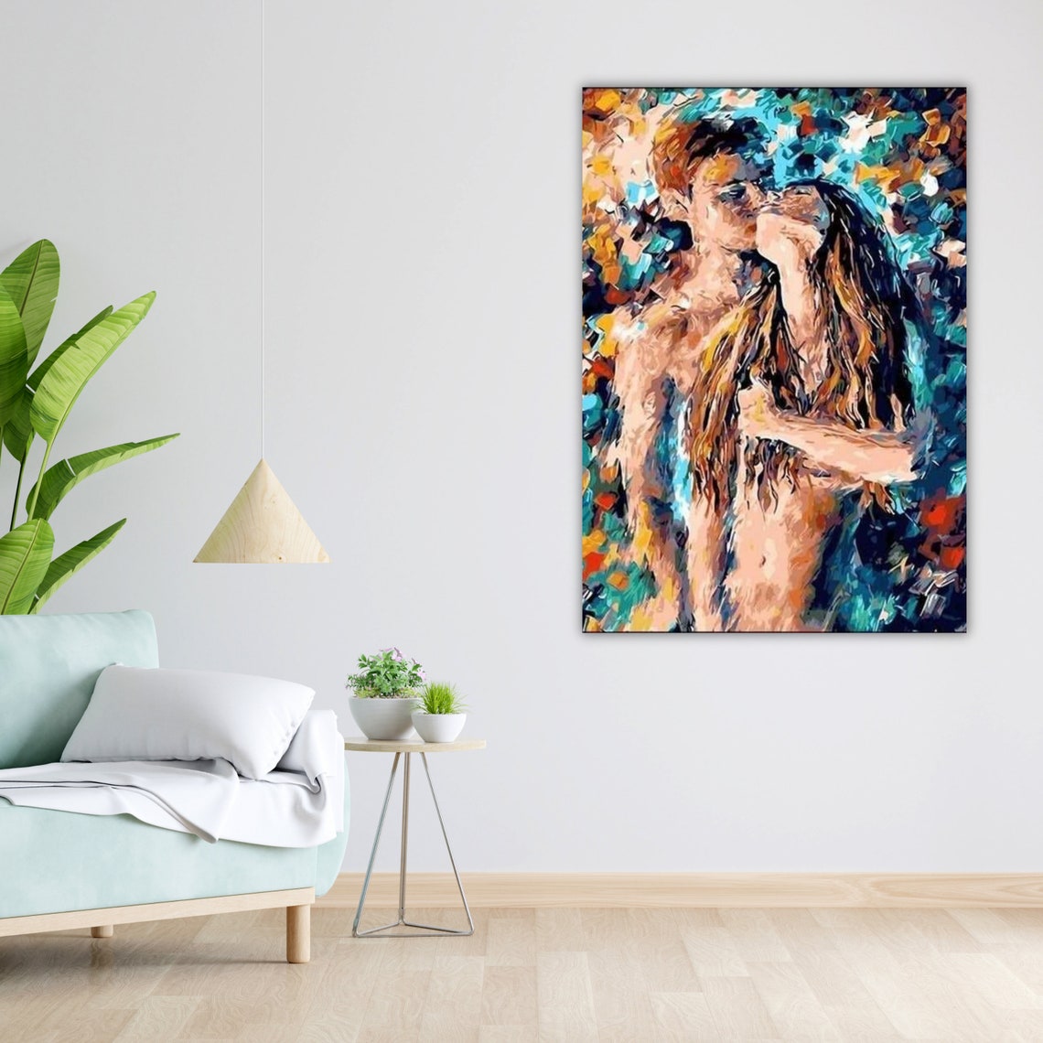 Nude Couple Watercolor Art Print Ready To Hang Framed Wall Decor Bedroom Art Erotic Artwork - Image 4