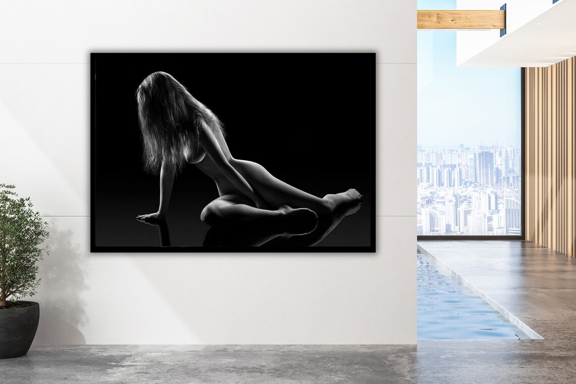 Black And White Nude Silhouette Fine Art Bodyscape Elegant Poster - Image 3