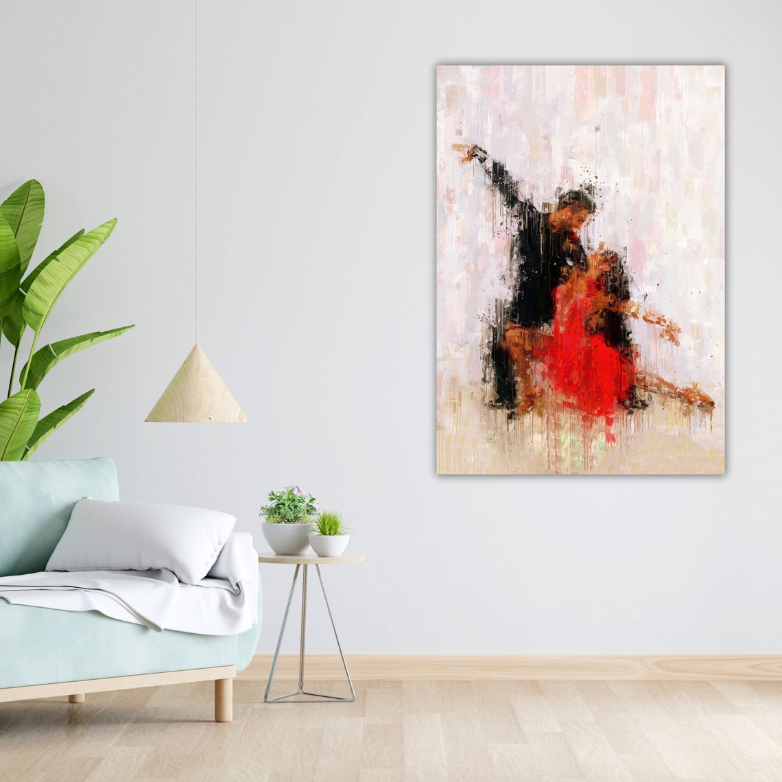 Abstract Tango Couple Red Dress Passionate Dance Art Wall Poster - Image 4