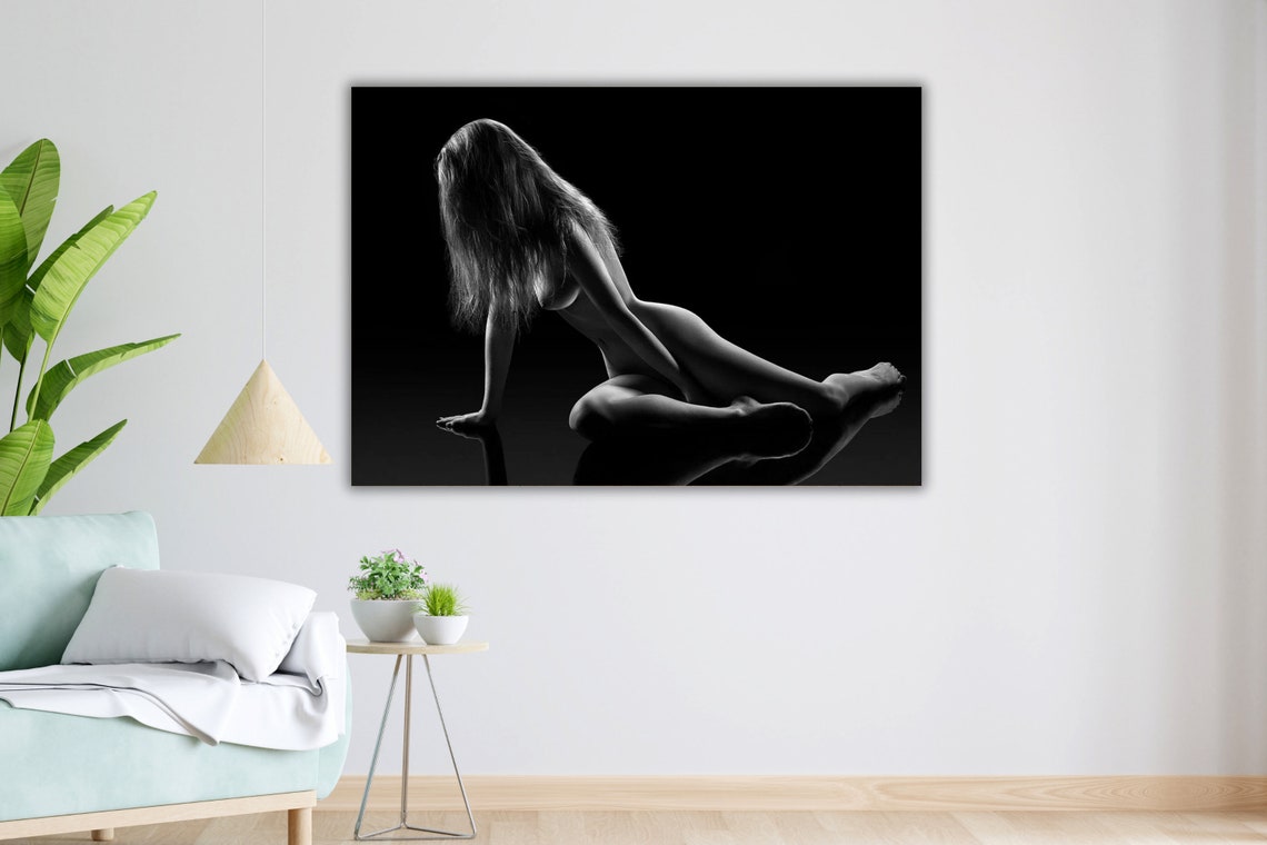 Black And White Nude Silhouette Fine Art Bodyscape Elegant Poster
