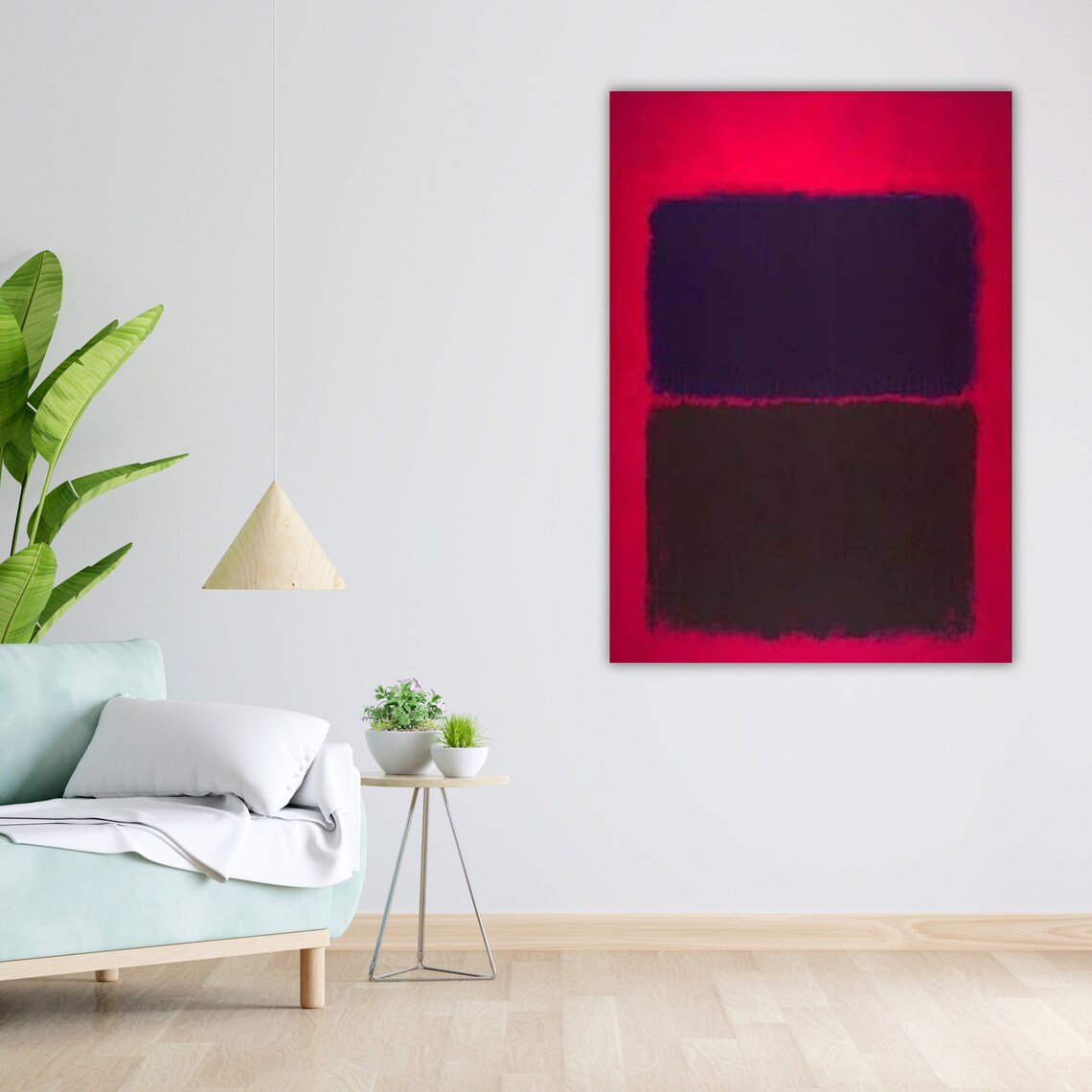 Red Navy Brown Abstract Color Field Rothko Inspired Modern Art Poster - Image 2