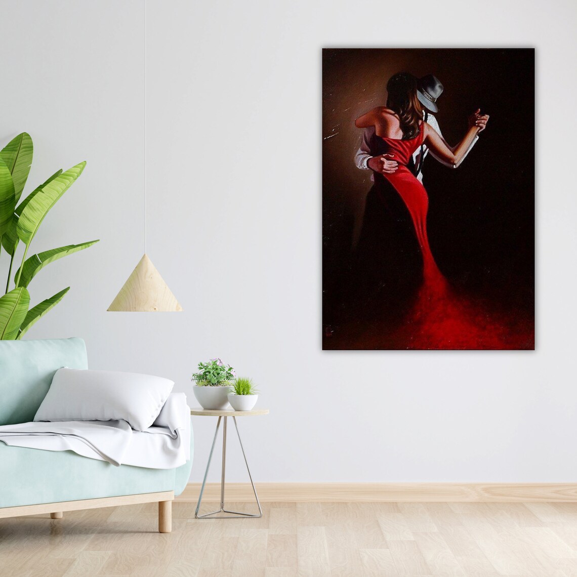 Spanish Flamenco Couple Dancing Dark Red Gown Passionate Art Poster - Image 5