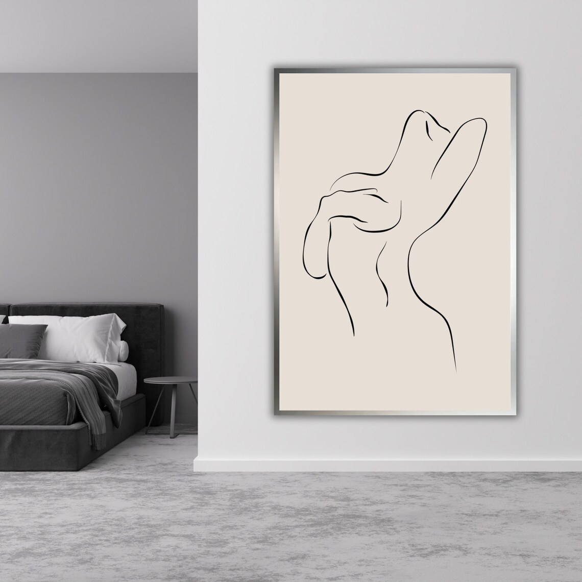 Minimalist Single Line Nude Figure Drawing Beige Modern Art Wall Poster - Image 4