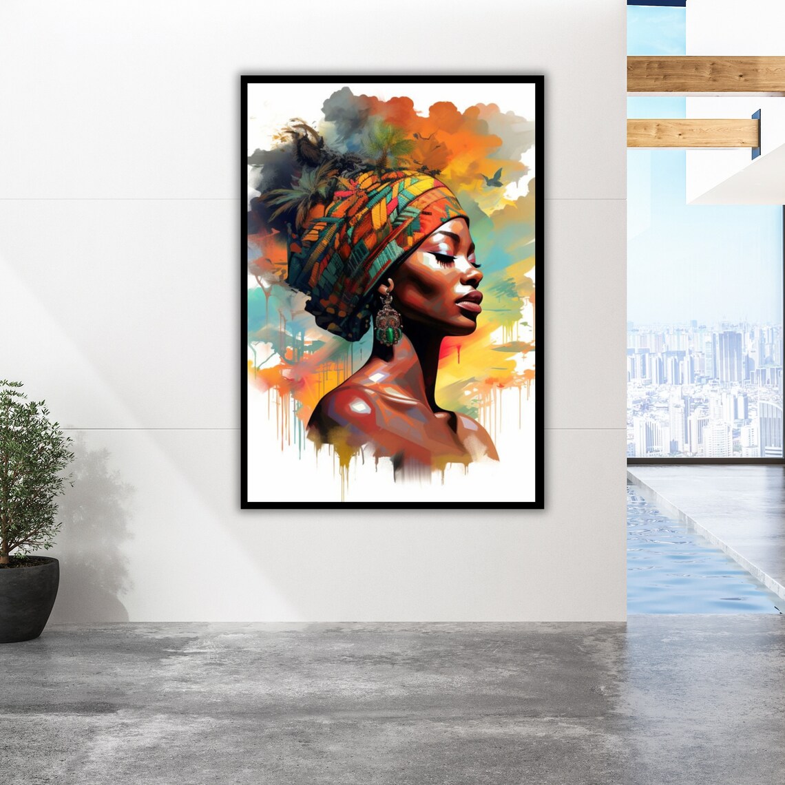 Abstract Tribal Woman Art Modern Wall Decor Contemporary Artwork Ethnic Portrait Print Unique Home Decoration - Image 2