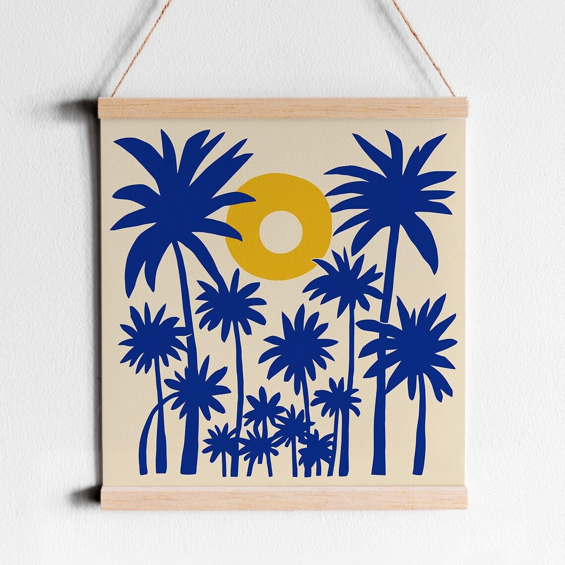 Hawaii Blue Palms Golden Sun Minimalist Tropical Wall Poster