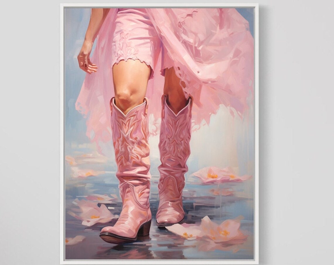 Coastal Cowgirls, Pink Boots Oil Painting