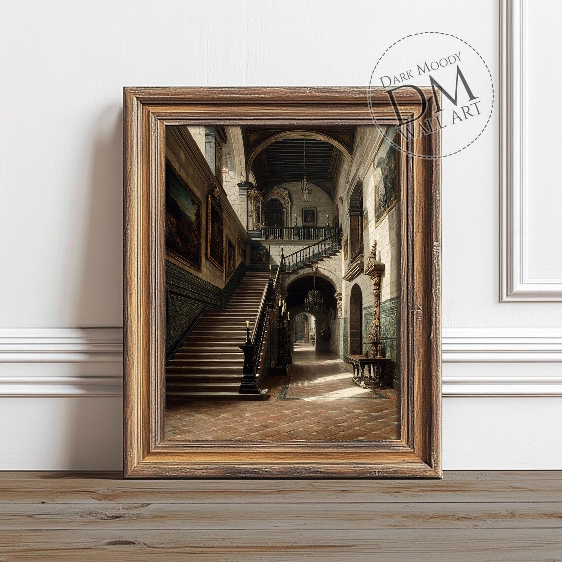Victorian Castle Interior Gothic Grand Staircase Art Print