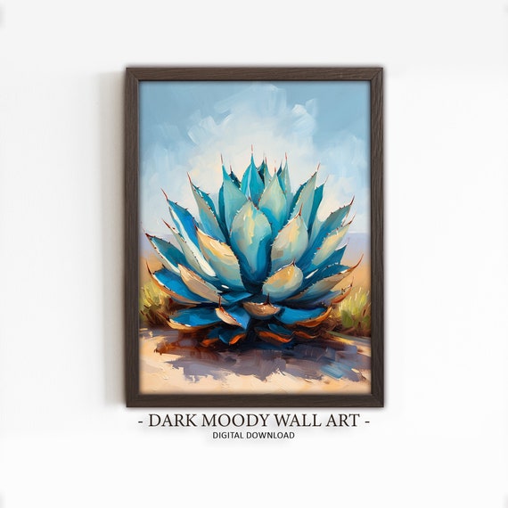 Agave Plant Wall Art, Rustic Botanical Art Print
