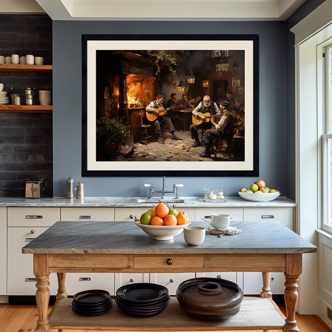 Moody Irish Pub With People Oil Painting Print - Image 2