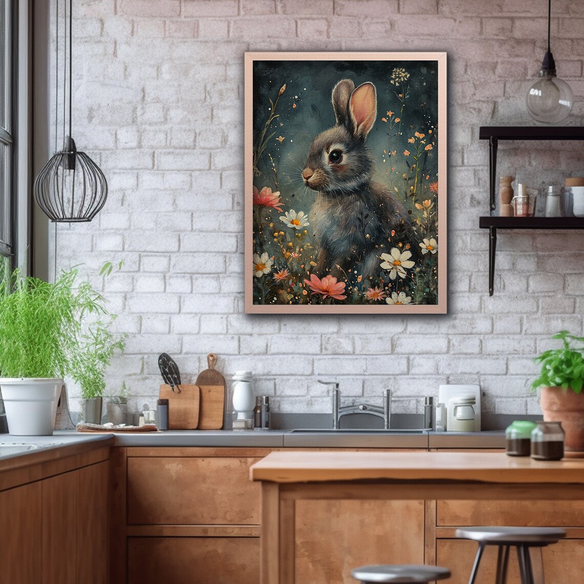 Easter Bunny Prints, Dark Academia Rabbit Painting - Image 2