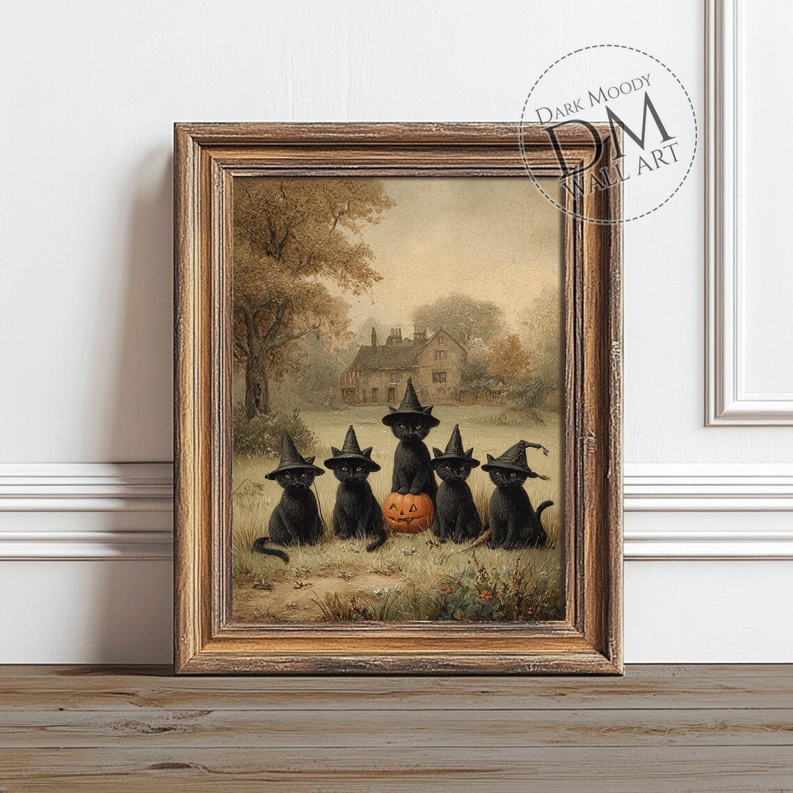 Witch Kittens With Jack Olantern Art Print