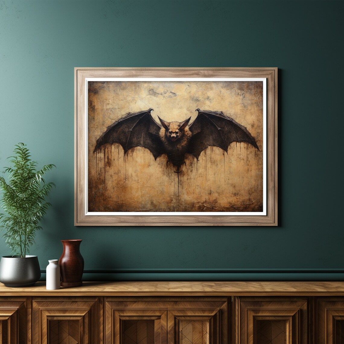 Vintage Bat Painting, Gothic Halloween Art Print - Image 6