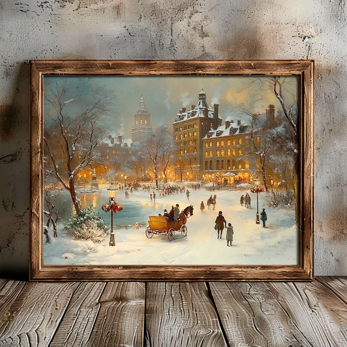 Victorian Ice Skaters Frozen Pond Horse Sleigh Winter Poster - Image 5