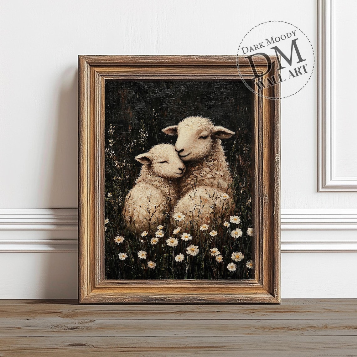 Sheep Painting Dark Moody Cottagecore Farmhouse Art Print