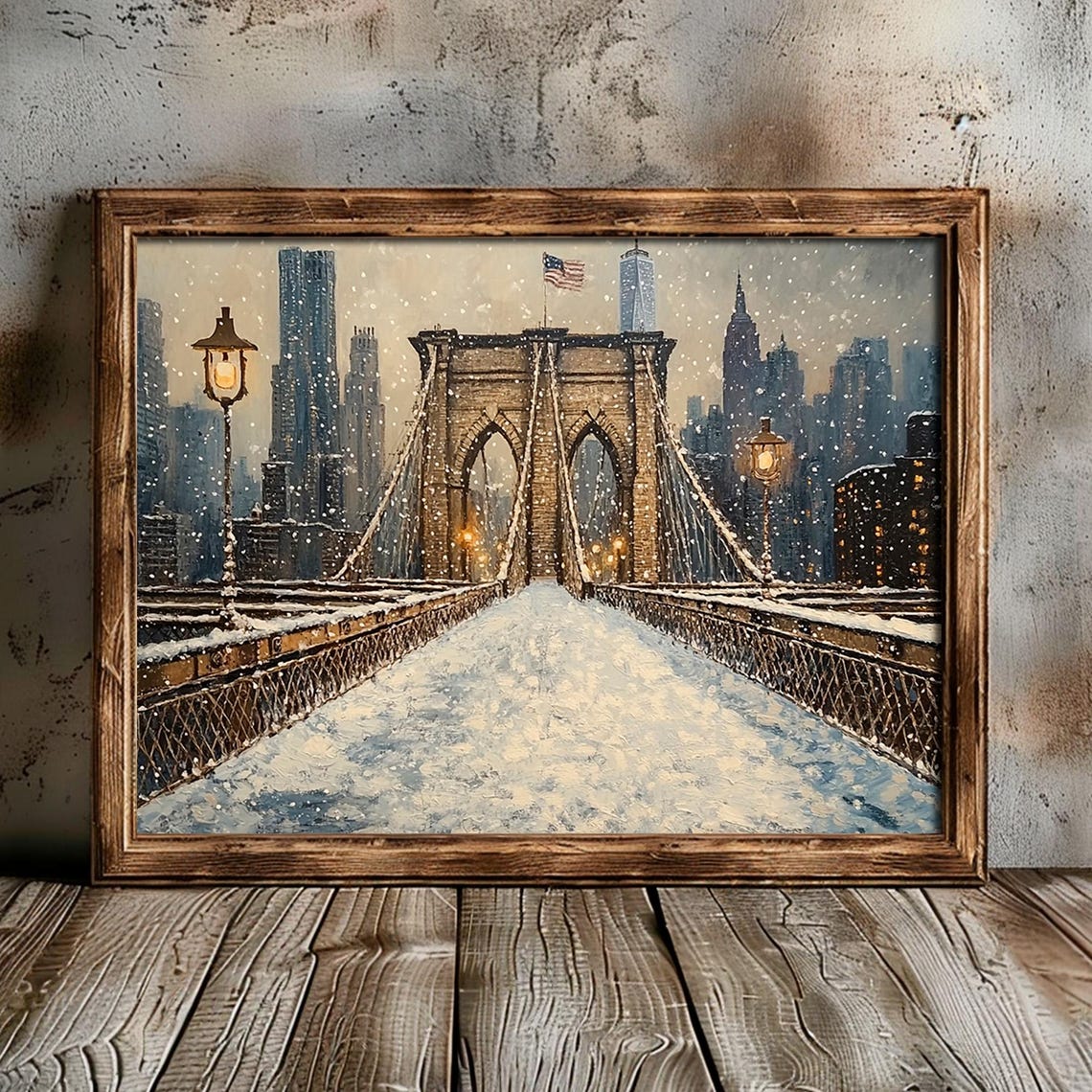 Brooklyn Bridge Snowy Winter Walkway Manhattan Skyline Poster - Image 5