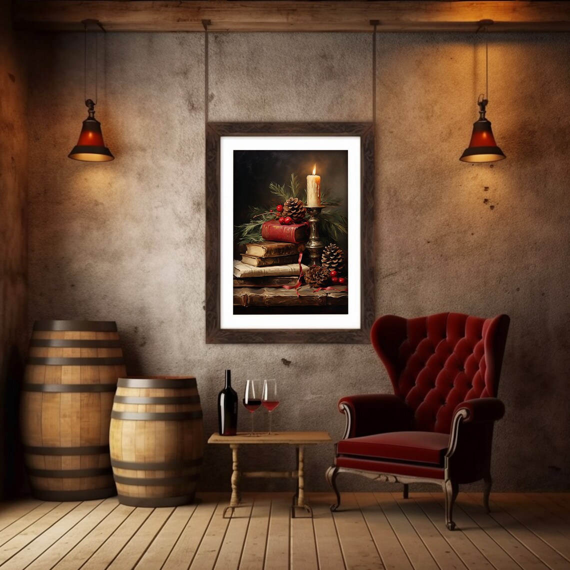 Rustic Christmas Wall Art, Vintage Holiday Art Print - Image 6