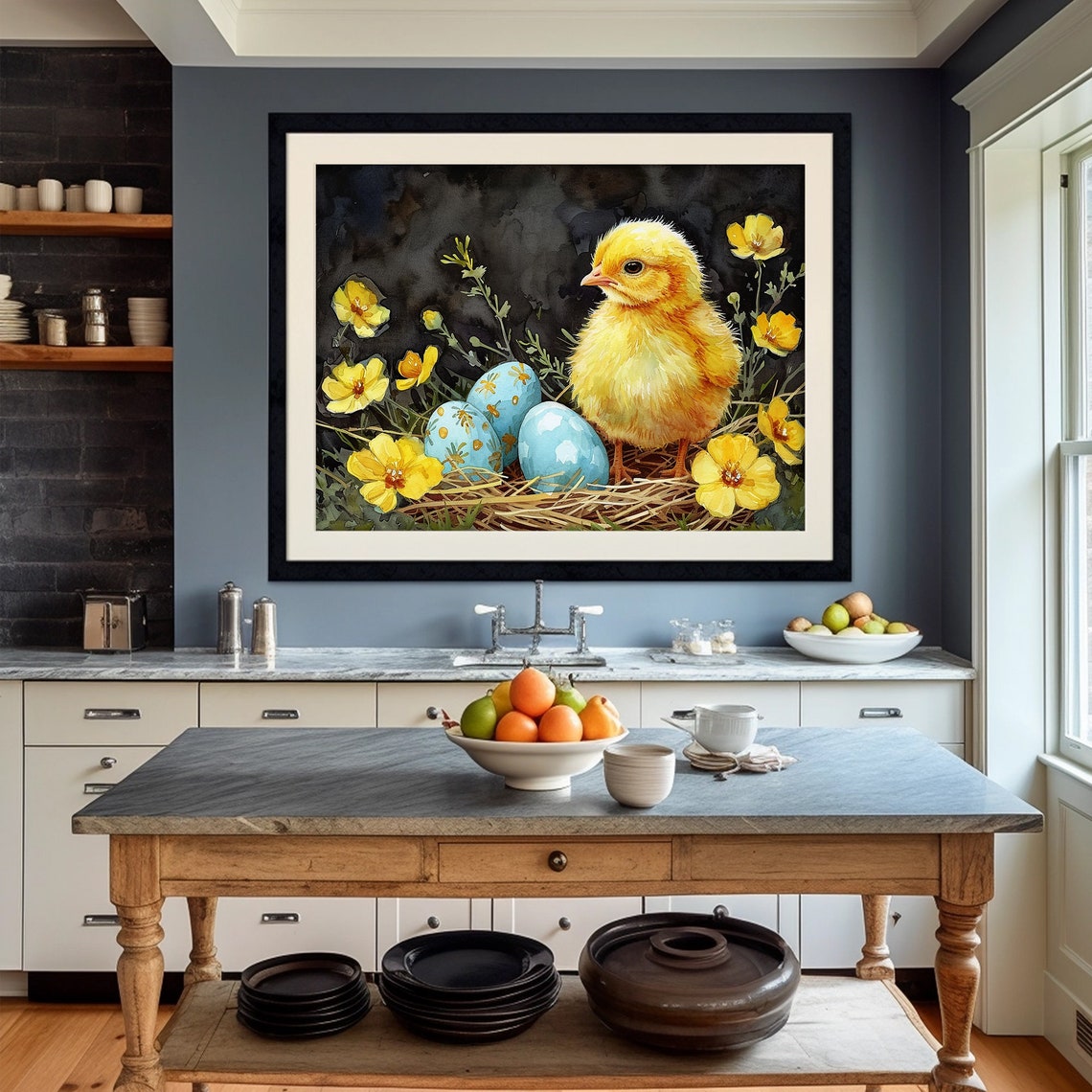 Easter Chick Prints Spring Wall Art Rustic Decor Moody Farmhouse Watercolor Painting - Image 6